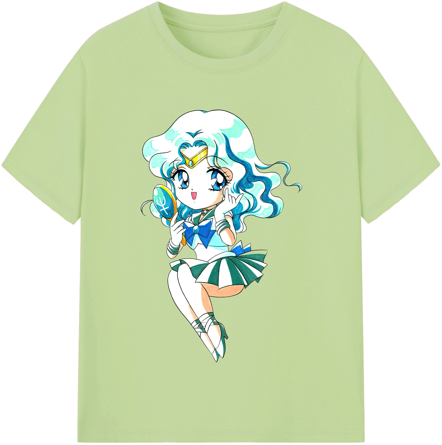 （画像用） 美少女戦士セーラームーン 海王 みちる（かいおう みちる） Sailor Moon Kaiou Michiru 綿100％半袖Tシャツ（フロントプリント）